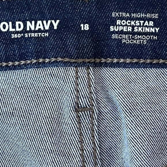 Old Navy Women's Rock Star Super Skinny Blue Jeans Sz 18 Extra High Rise Stretch - Picture 5 of 10